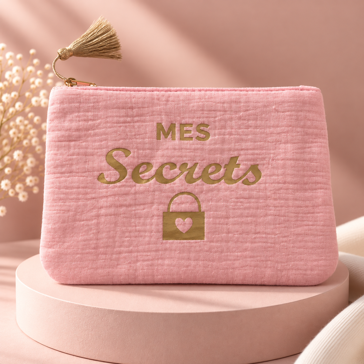 Pochette en gaze de coton « Mes Secrets »