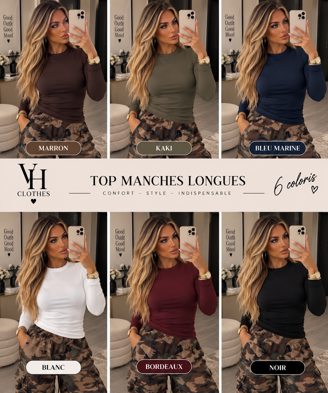 Top manches longues – 6 coloris