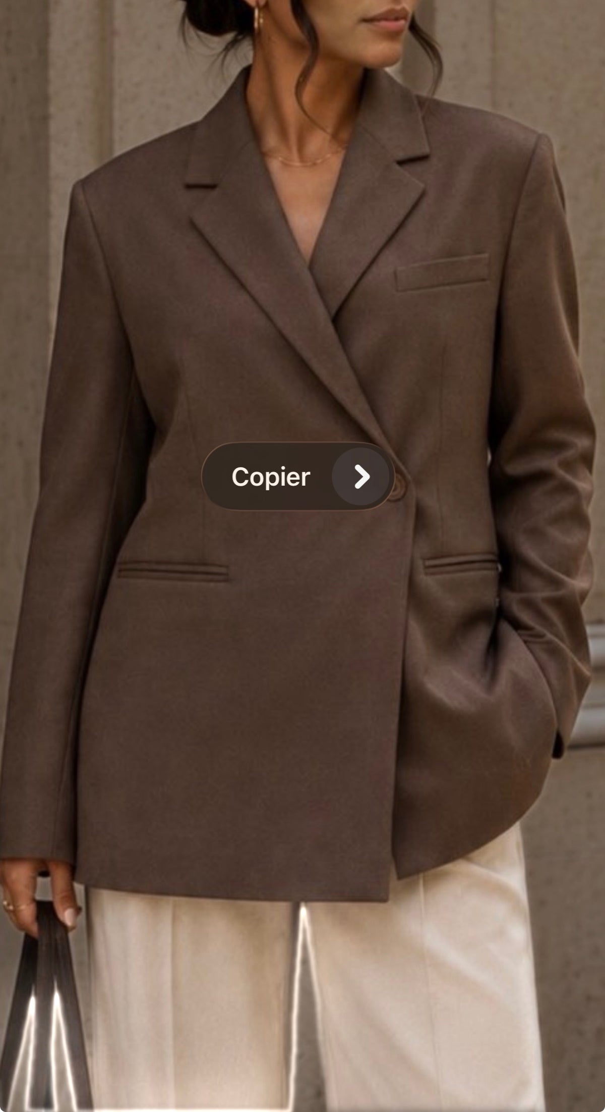 🤎 Blazer marron clair à fermeture asymétrique – Taille unique
