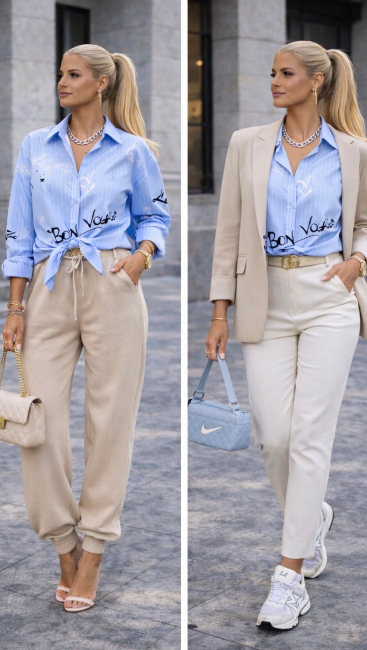 🩷 Chemise rayée à manches longues & écritures – Rose ou bleu