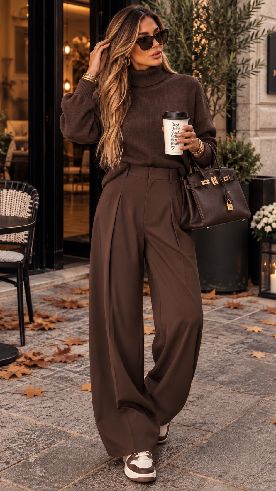 Pantalon ample fluide taille haute