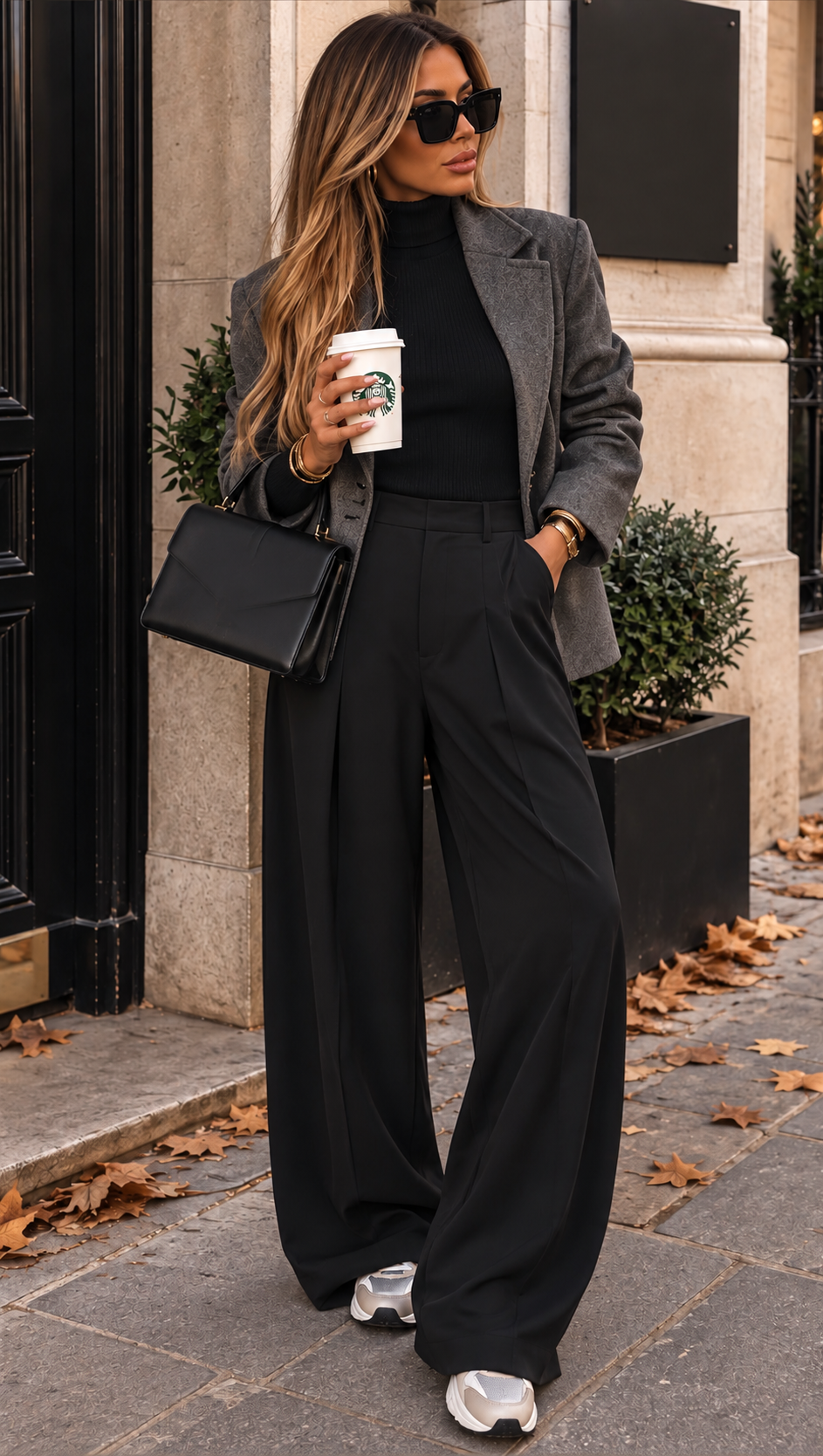 Pantalon ample fluide taille haute