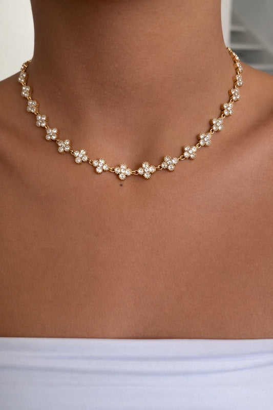 Collier Double Rang en Acier Inoxydable – Pendentif Scintillant