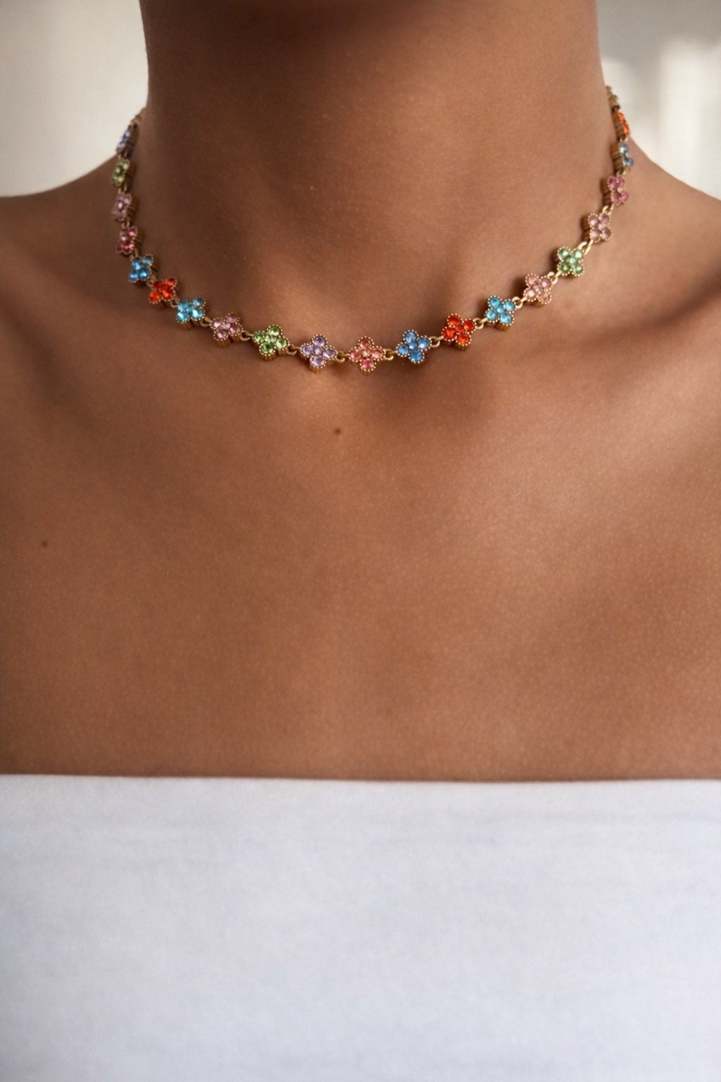 Collier Double Rang en Acier Inoxydable – Pendentif Scintillant