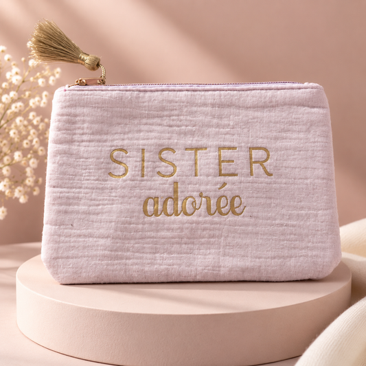 Pochette en gaze de coton « Sister adorée »