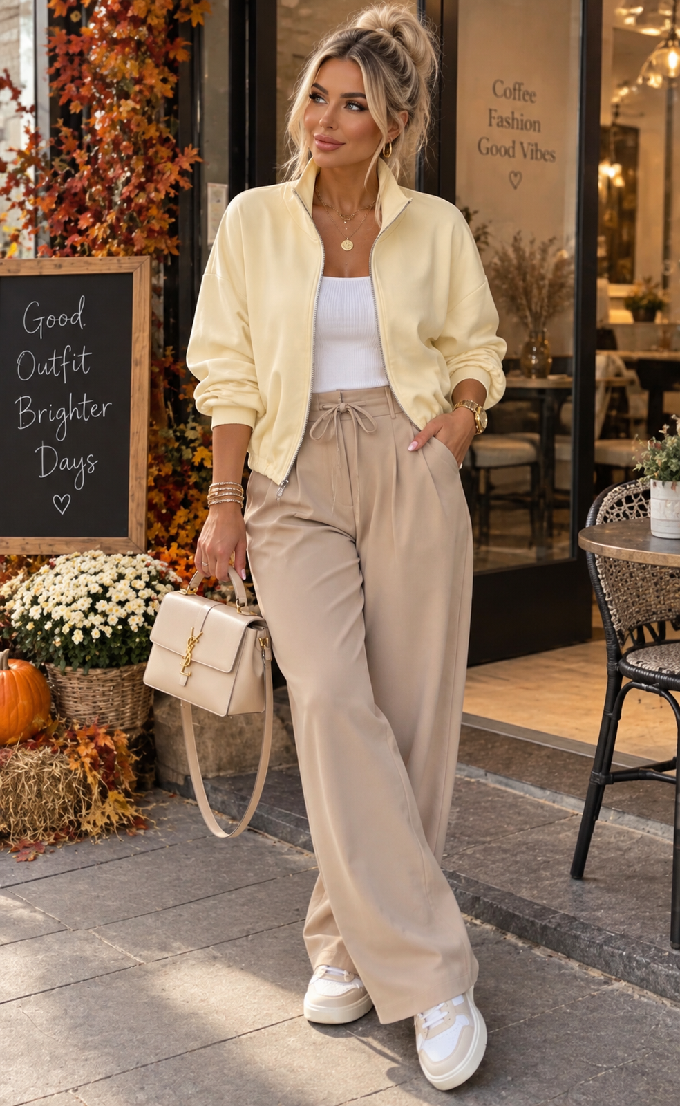 🤍 Veste zippée jaune pastel